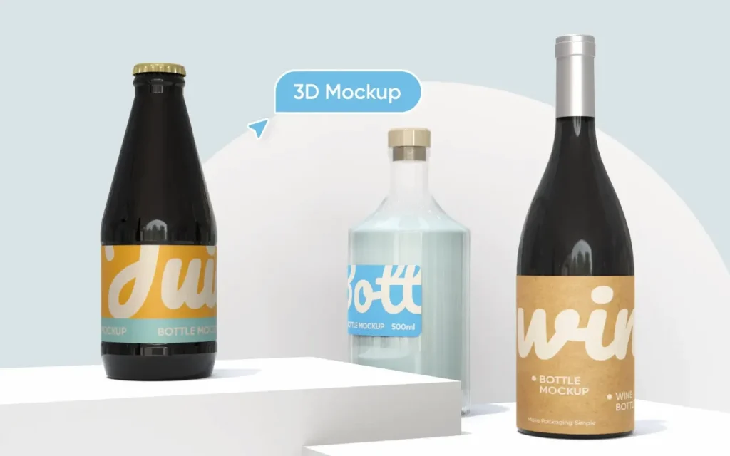 Free 3D Wine Bottle Mockups